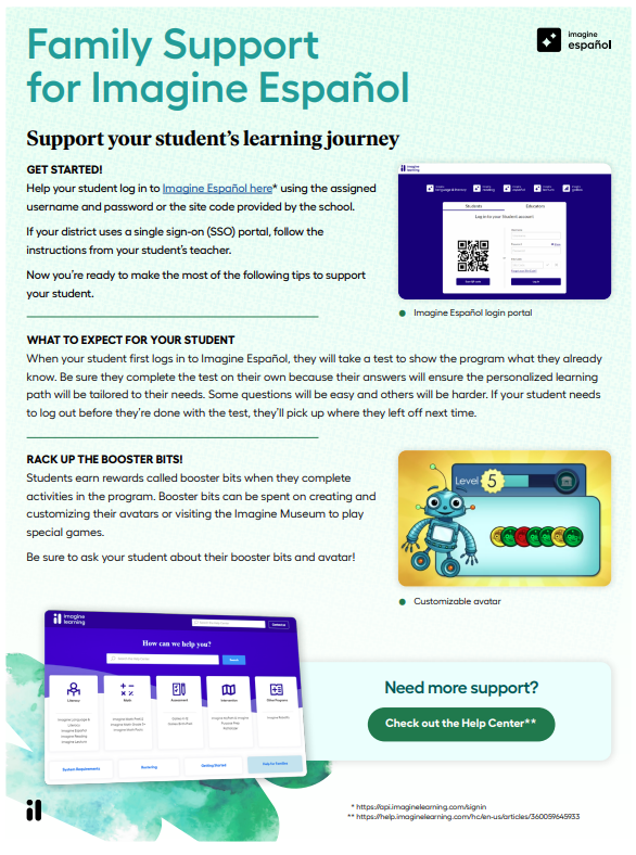 Imagine Español family resource – Imagine Learning Help Center