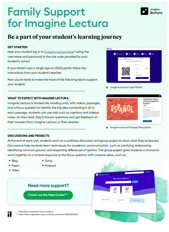 Imagine Español family resource – Imagine Learning Help Center