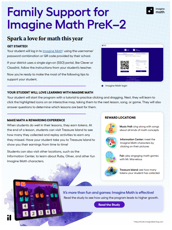 Imagine Math PreK-2 family resource – Imagine Learning Help Center