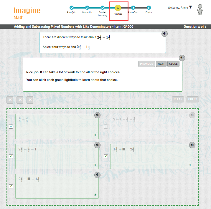 Lesson components in Imagine Math 3+ – Imagine Learning Help Center