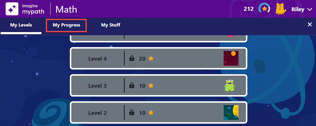 My Progress tab K-8
