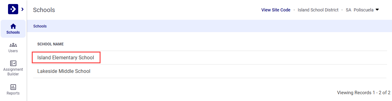 Select School - Multi-School Admin