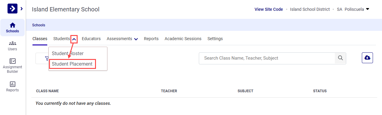 Student Placement - Multi-School Admin