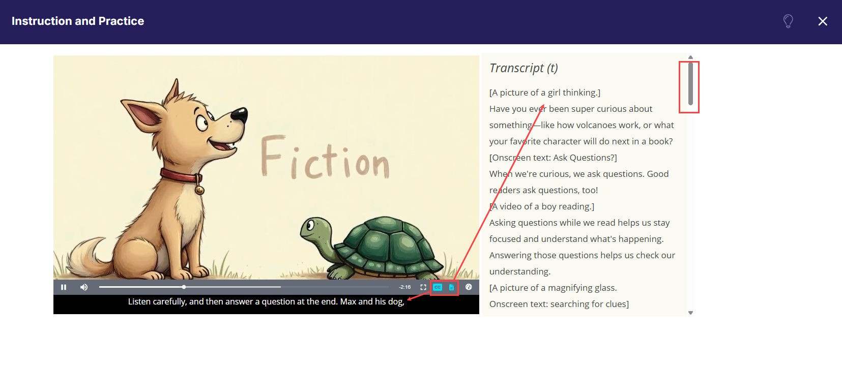 CC and transcript on fully accessible grade 3 video.png