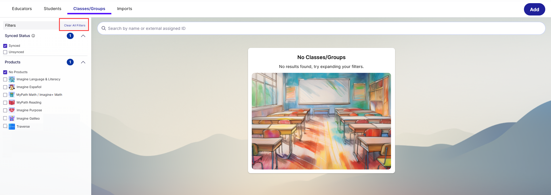 classes groups filters no matches.png